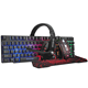Set Tastatura+Miš+Podloga+Slušalice USB Marvo CM370 4in1 gejmerski set sa površinskim osvetljenjem crno/crveni